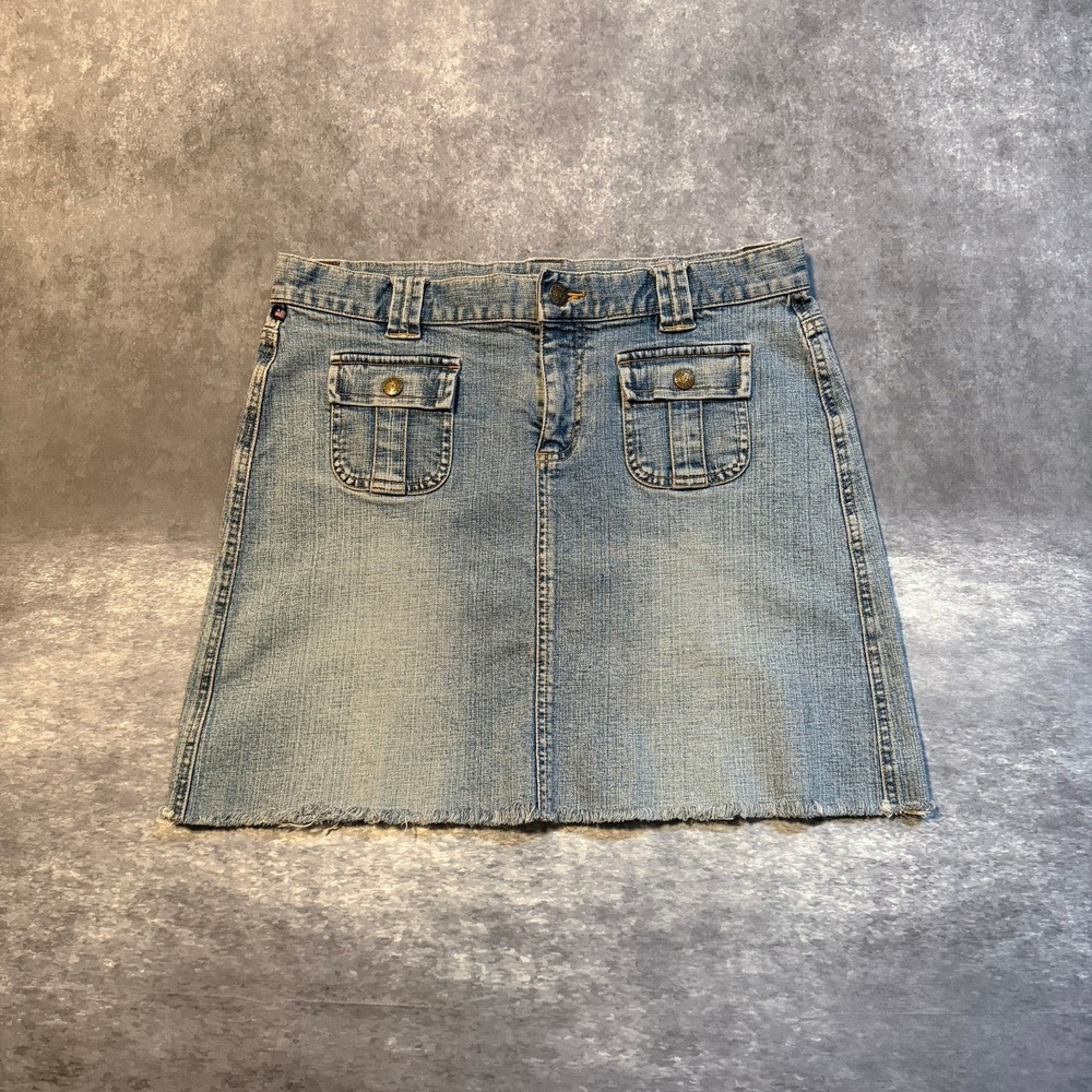 Polo Jeans Co Ralph Lauren Denim Mini Skirt Womens 8 Blue Cargo Pocket Y2K